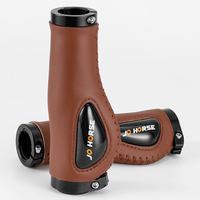 Puños de Bicicleta Retro de Cuero PU con Bloqueo, Cosidos a Mano, Antideslizantes, para Bicicletas de Montaña MTB, Cómodos y Ergonómicos para Niños