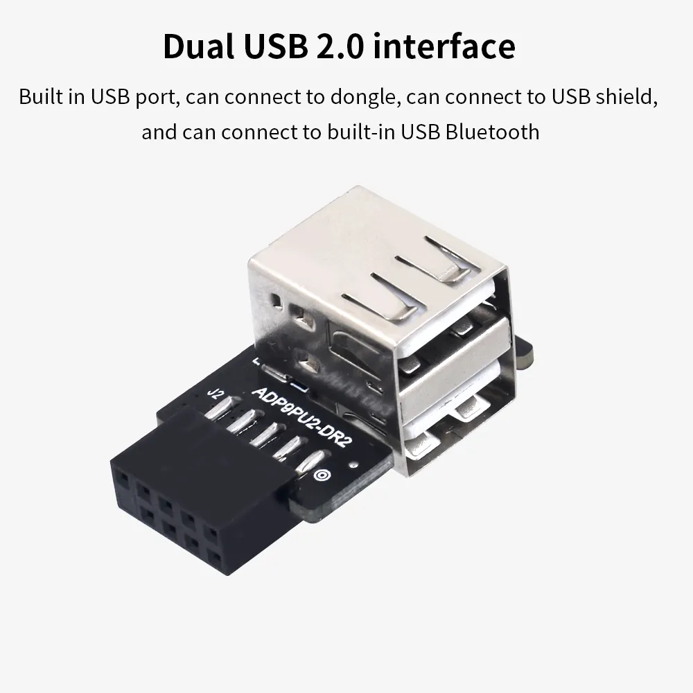 Placa-mãe TISHRIC 9 pinos para USB 2.0 Placa de expansão 9 pinos para USB 2.0 Conector frontal conversor USB 2.0 Adaptador de cabeçalho