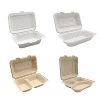 Boîte à gâteau bento en bagasse jetable, emballage alimentaire compostable à clapet pour plats à emporter