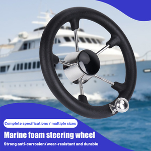 <span class=keywords><strong>Volant</strong></span> de <span class=keywords><strong>bateau</strong></span> en acier inoxydable de qualité marine à 5 branches avec poignée et bouton en mousse noire pour bateaux - Product Image 3
