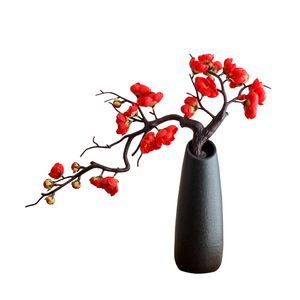 Ramas de Flores de Ciruelo Artificiales de Seda, 35 Pulgadas, en Jarrón Negro, Decoración para el Hogar, Decoración para el Estudio - Product Image 4