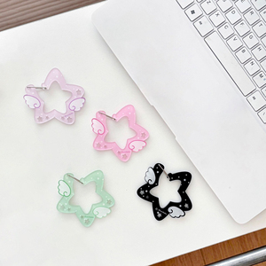 Spot Wholesale Angel wings star keychain Cartoon pattern plastic keychain Fashion trend bag buckle Wholesale plastic <b>key</b> <b>chains</b> - Product Image 1