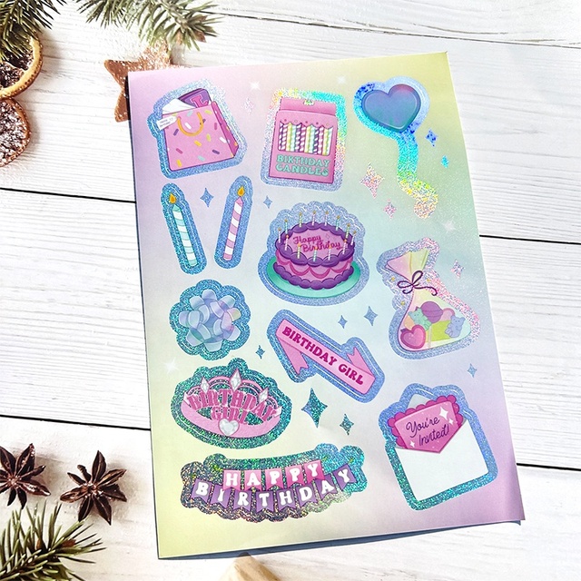 Custom Printing Waterproof Full Color 3D Hologram Vinyl Stickers Self Adhesive Cartoon Holographic Kiss Cut Sticker Sheet