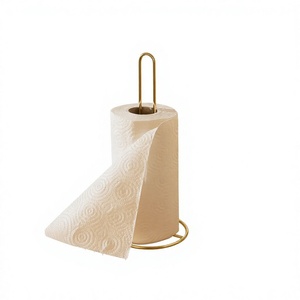 Gold Metal Freestanding <b>Paper</b> Towel <b>Holder</b> Modern Tissue <b>Roll</b> Stand for Bathroom Countertop - Product Image 1