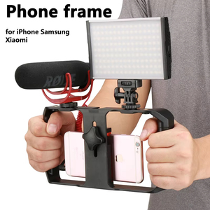 Cage de stabilisation universelle pour smartphone avec 3 supports griffe froide et poignée stabilisatrice de téléphone portable à filetage 1/4 pouce pour iPhone Samsung Xiaomi - Product Image 3