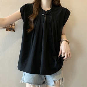 Nuove camicette da donna a maniche corte stile cinese <span class=keywords><strong>camicetta</strong></span> estiva ampia <span class=keywords><strong>con</strong></span> bottoni a <span class=keywords><strong>nodo</strong></span> alla moda Top snellente elegante - Product Image 5