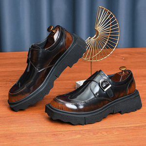Mocassins pour hommes en cuir véritable haut de gamme, tendance, avec semelle épaisse, style Oxford décontracté, chaussures d'automne de haute qualité, antidérapantes et respirantes - Product Image 6