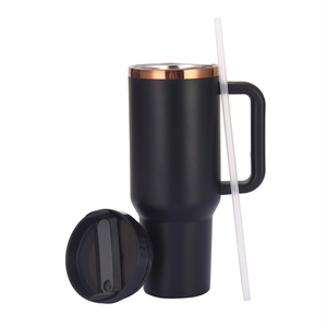 40oz capacidad doble capa mate de tapa acero inox termo bala arcoíris/rosa/oro/azul borde vástago vaso copa de vino con mango - Product Image 6