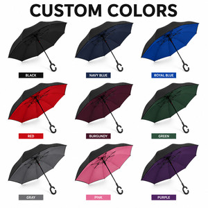 Custom Logo Double Layer Inverted Reverse <b>Umbrella</b> C-Shape Handle <b>Windproof</b> Self-Standing Large <b>Umbrellas</b> for Rain Car Travel - Product Image 3