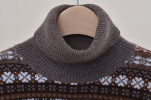 Phụ Nữ Sang Trọng Giản Dị Jacquard Đan Cao Cổ Công Bằng <span class=keywords><strong>Isle</strong></span> Cashmere Len Áo Len - Product Image 3