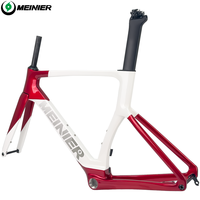 Cuadro de Bicicleta de Carretera 700c con Manillar de Carbono y Horquilla Delantera de Carbono, Cuadro de Bicicleta de Carretera para Neumáticos de Máximo 700*32C, T47 Bb, Cuadro de Carbono