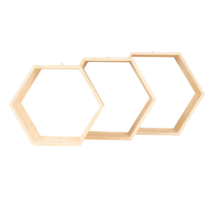 Ensemble <span class=keywords><strong>de</strong></span> <span class=keywords><strong>3</strong></span> boîtes en bois à texture naturelle, présentoirs en forme d'<span class=keywords><strong>hexagonales</strong></span> - Product Image 2