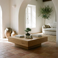 Table basse en bois unique, faite à la main, style Wabi-Sabi, mobile, grande table centrale, table à thé pour salon de villa de luxe