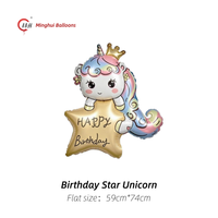 Ballons en Mylar à l'effigie de personnages de dessins animés mignons (Licorne, Planète, Fille) pour gâteau d'anniversaire, boîte cadeau, fête d'anniversaire d'enfants et baby shower