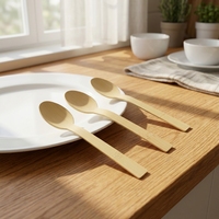 Ensemble de couverts écologiques en bambou pour la maison : couteaux, fourchettes et cuillères, avec set de couverts jetables en bambou pour bébé
