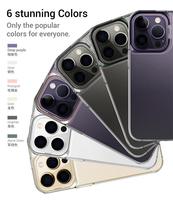 Coque de protection pour objectif d'appareil photo avec béquille métallique anti-jaunissement en TPU monobloc pour iPhone 14 Pro Max, compatible également avec iPhone 15 Plus, 13, 12, 17, 16