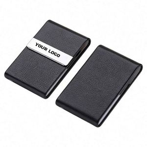 Estuche de Tarjetas de Visita de Cuero PU y Metal Inoxidable para Hombre y Mujer, con Cierre Magnético, para Tarjetas de Crédito - Product Image 1