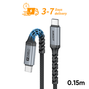Ready to Ship SUNGUY CE Certified USB C 240W 0.15m Fast Charging USB Data Cable for Mobile Phone and Car - Product Image 1
