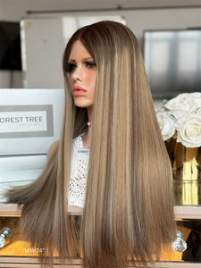 Perruques européennes vierges de luxe 100% personnalisées, perruques casher juives, transparentes sans colle, pour ligne de cheveux pré-plumée sur le devant - Product Image 2