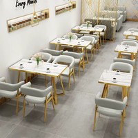 Ensemble de mobilier commercial moderne pour restaurant, café et salon de thé, avec banquette et chaise rose