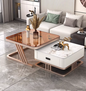 Tavolino da Caffè Moderno in Vetro Estensibile con Struttura in Metallo - Durevole, Ecologico, Facile da Pulire, con Spazio di Archiviazione per Arredamento Soggiorno - Product Image 2