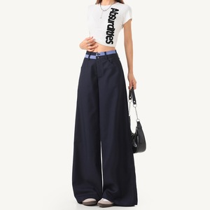 <span class=keywords><strong>Pantalon</strong></span> large <span class=keywords><strong>bleu</strong></span> <span class=keywords><strong>marine</strong></span> pour <span class=keywords><strong>femme</strong></span>, taille haute, double boutonnage, style baggy, streetwear Y2K, style coréen, <span class=keywords><strong>pantalon</strong></span> de travail pour <span class=keywords><strong>femme</strong></span> de bureau - Product Image 5