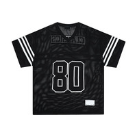 Maillot en maille recadrée hommes sérigraphie sport salle de sport hommes maillot de Football maille côtes tricot col rond t-shirt avec texte imprimé à l'avant
