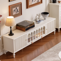 Meuble TV en bois massif blanc style crème français, petit meuble de rangement pour salon, meuble américain de luxe léger