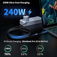 Câble de données toutes fonctions Thunderbolt 5 0.5M 1M 2M Charge rapide PD 240W 16K 60Hz Sortie vidéo 80Gbps Câble USB C vers USB C TB5