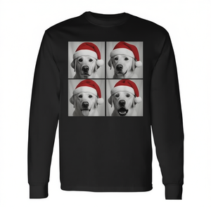 T-shirt à manches longues pour adulte, unisexe, col rond, impression numérique, motif Noël, jaune, Labrador Retriever, Santa Photo Booth - Product Image 2