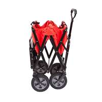 Chariot de camping portable pliable pour pique-nique en plein air avec table latérale, roues pivotantes, poignée rétractable, 360 degrés, tout en acier