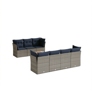Conjunto de Sofá de Patio de Ratán Sintético Gris con Cojines, Muebles de Exterior Duraderos con Capacidad para 8 Personas, Diseño Contemporáneo - Product Image 1