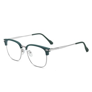 Montures de lunettes semi-cerclées rectangulaires, monture dorée et noire, légères, anti-UV, unisexes, lunettes sur ordonnance - Product Image 4