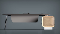 Bureau de direction en bois au design moderne et innovant, avec des caractéristiques écologiques, extensible et convertible, mobilier de bureau