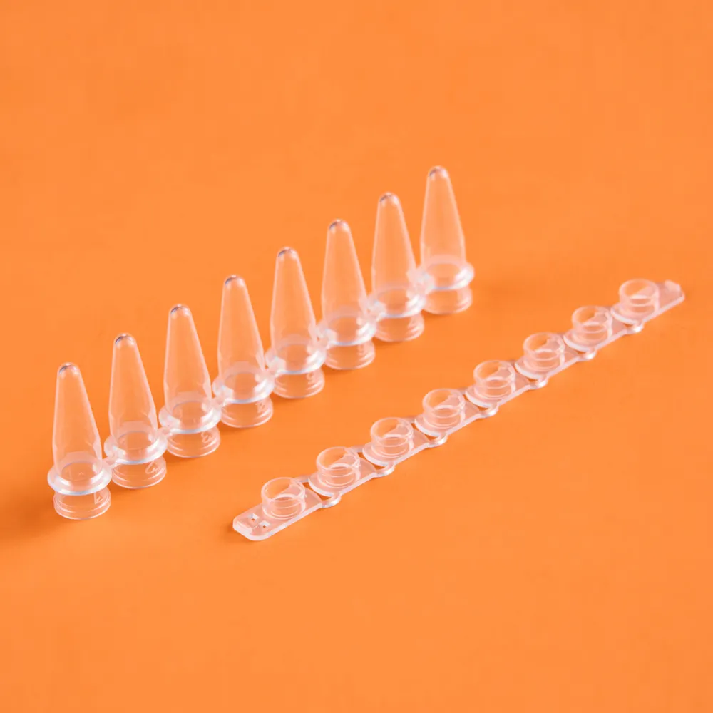 Tubes PCR-PCR 0.2ml à paroi fine avec couvercles plats, bande de 8 Tubes, sans dnae/RNase, lot de 125