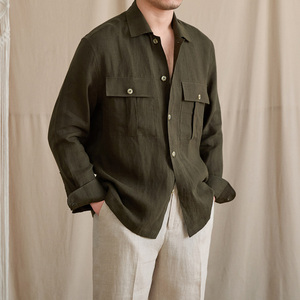 <span class=keywords><strong>Camicia</strong></span> da <span class=keywords><strong>Uomo</strong></span> <span class=keywords><strong>100</strong></span>% <span class=keywords><strong>Lino</strong></span> a Maniche Lunghe, Traspirante, Casual Business, Sottile e Comoda - Product Image 1