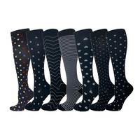 Infirmière sans couture coton polyester spandex sport course noir chaussettes de compression