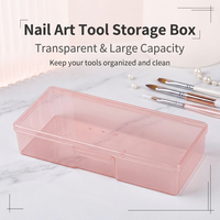 Boîte de rangement transparente en plastique pour outils à ongles, organiseur de manucure pour accessoires de nail art