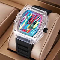 Montre de luxe Richard pour homme 2024, design élégant, automatique à quartz, ajourée, lumineuse, étanche, couleur magique, loisirs, sport, alliage