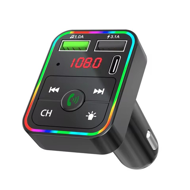 Hot Selling Fast Charger Colorful Ambient Light Handsfree FM Transmitter Car MP3 Player