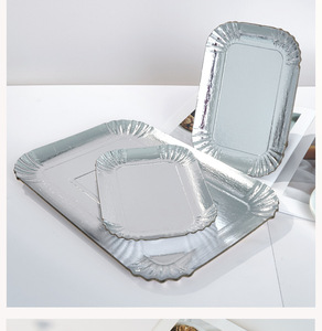 Assiettes <span class=keywords><strong>en</strong></span> <span class=keywords><strong>carton</strong></span> jetables personnalisées or et argent pour hôtels, restaurants et présentation alimentaire – Plateaux <span class=keywords><strong>en</strong></span> papier - Product Image 3