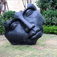 Décoration extérieure Coulée de bronze Demi-visage d'homme Art moderne Grand jardin Sculpture en cuivre
