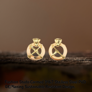 Boucles d'oreilles tendance en acier inoxydable 316L avec placage or PVD, design durable et résistant - Product Image 3