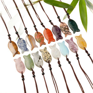 Petit collier pendentif en forme de poisson avec cordelette, accessoires de bijoux DIY à polir et à finir, thème animal, plusieurs couleurs au choix - Product Image 5