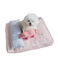 小型犬用の豪華な格子縞のペットベッド屋内猫の巣枕ソファカーシート付きの深い眠っているクッションSM子犬動物製品