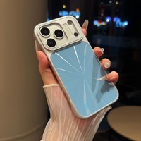 Coque de téléphone portable en acrylique avec grande fenêtre, couleur unie effet aurore, antichoc, faite à la main avec perles, pour 17/16ProMax/15/14, sans support, CN