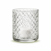 Conteneur à bougie en verre cylindrique transparent, 8 motifs en relief, 8x9cm, 330g, pot à bougie vide pour la décoration de table à la maison