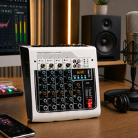 Console de mixage audio professionnelle 4 canaux avec Bluetooth, égaliseur 3 bandes, pour DJ, karaoké, scène, enregistrement, système son