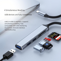 BOORUI T06 Hub USB 3.0 Type-C portable avec 5 à 8 ports, lecteur de carte haute vitesse, sortie vidéo en alliage d'aluminium, en stock