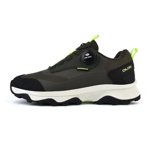 QILOO Hot Sale Verschleiß feste rutsch feste braune Outdoor-Wanderschuhe mit automatischen knopf freien Schnürsenkeln für Herren